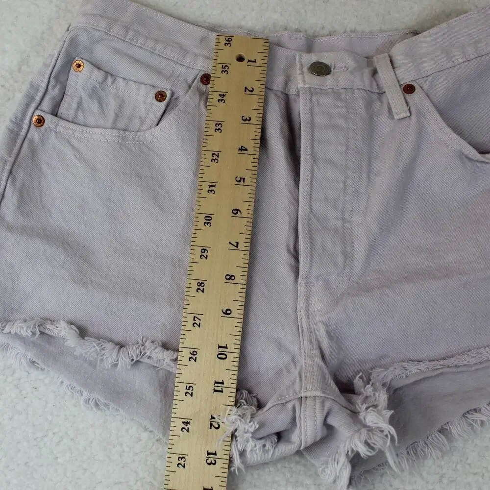 Levi's 501 Denim Micro Shorts Womens 31 Light Purple Jean Button Fly Festival